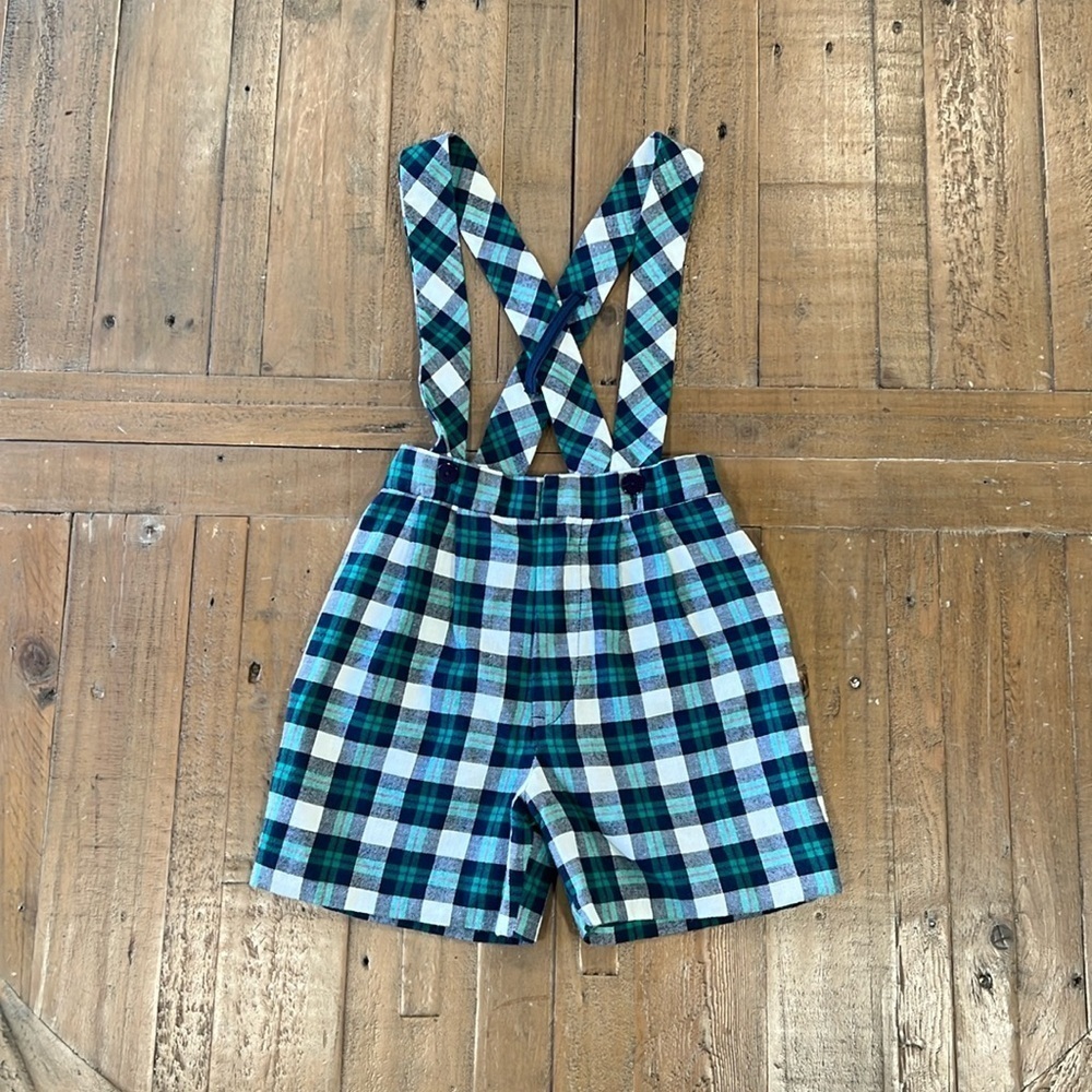 Florence Eiseman plaid Suspender shorts